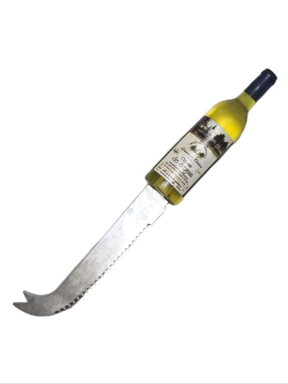 Vintage Cheese Knife Stainless Steel French Chateau de Seguin Wine Bottle Handle